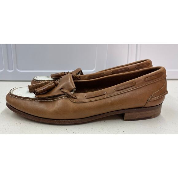 VTG Johnston & Murphy USA Aristocraft tassel 2-toned leather dress shoes loafers main image 4